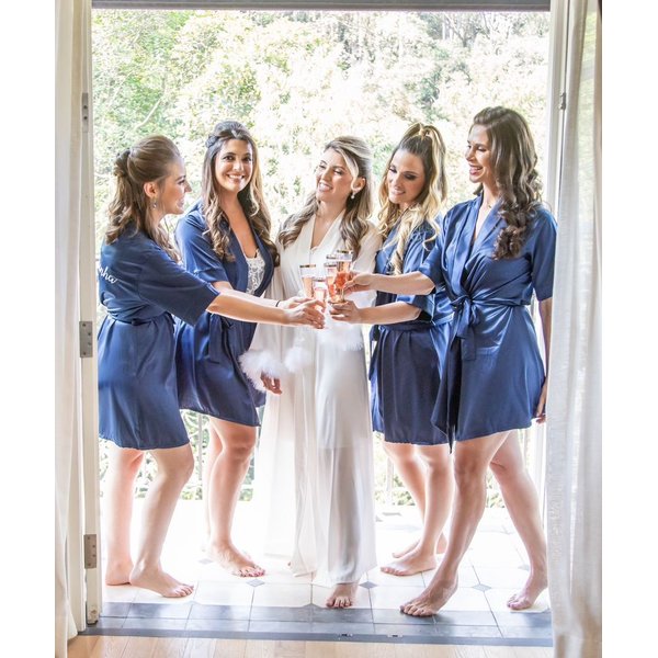 Robe Clássico Personalizado Toque de Seda para Madrinhas